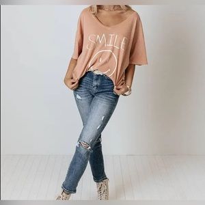 Vintage Canvas Small Graphic “Smile” Top